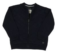 Tmavomodrý prošívaný propínací svetr ZARA