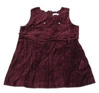 Tmavovínovo-strieborné pruhované sametovo/manšestrové šaty so srdiečkami name it.