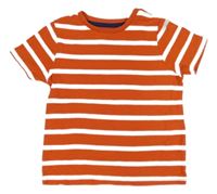Tmavooranžovo-bílé pruhované melírované tričko Tu