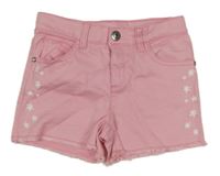 Růžové riflové kraťasy s květy Kids