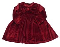 Tmavočervené lesklé zamatové šaty s mašlou F&F