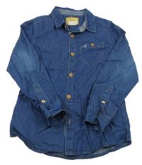 Tmavomodrá ľahká rifľová košeľa ZARA