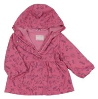 Tmavoružová šušťáková jarná parka s jednorožcami a duhami a sluníčky a kapucňou M&Co