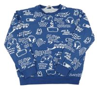Tmavomodrá mikina s nápismi a ovladači a sluchátky H&M