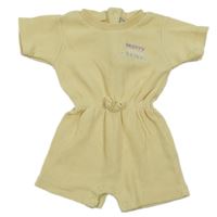 Světležlutý žebrovaný kraťasový overal s nápisy PEP&CO