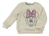 Smetanová chlupatá mikina s Minnie Disney