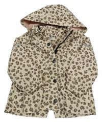 Světlebéžovo-hnědo-tmavohnědá vzorovaná šusťáková podzimní parka s odepínací kapucí H&M