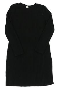 Černé žebrované svetrové šaty Shein 