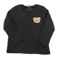 Čierna vzorovaná mikina s medvěďom Shein