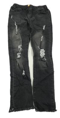 Antracitové džegíny s vyšúchaním