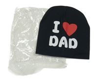 Nové - Černá bavlněná čepice s nápisem a srdcem