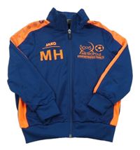 Tmavomodro-neónově oranžová športová prepínaci mikina s potlačou Jako