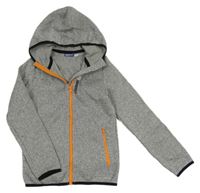 Sivá melírovaná pletená prepínaci mikina s nápisom a kapucňou Pepperts