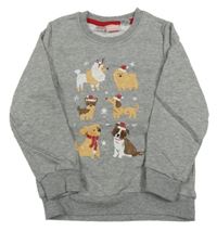 Sivá melírovaná mikina so psy Lupilu