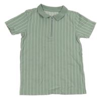 Zeleno-biele pruhované teplákové polo tričko George