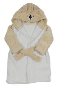 Bílo-béžový chlupatý župan s kapucí - medvěd Orsolino