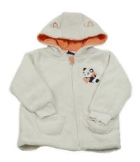 Smotanová chlpatá prepínaci mikina s pandou a kapucňou Lupilu