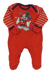 Červeno-biely overal s Mickeym a pruhy na rukávech George