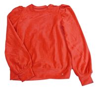 Červená rebrovaná zamatová mikina