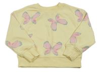 Žltá mikina s motýly Primark