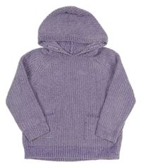 Levandulový žinylkový sveter s vreckami a kapucňou Pep&Co