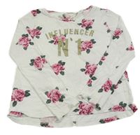 Bílé květované triko s nápisem