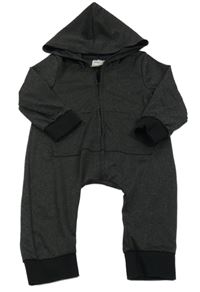 Černá melírovaná kombinéza s kapucí