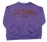 Fialová mikina s nápisom