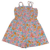 Bílo-barevný vzorovaný kraťasový overal Primark