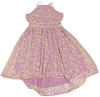 Růžovo-žluté vzorované šifonové šaty H&M