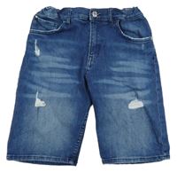 Modré riflové slim fit kraťasy s prošoupáním H&M