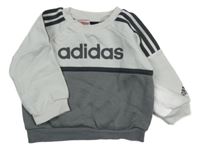 Bílo-šedá mikina s nápisem Adidas