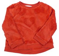 Červená chlpatá mikina so srdiečkami H&M