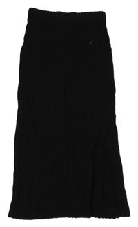 Čierna rebrovaná pletená dlhá sukňa H&M