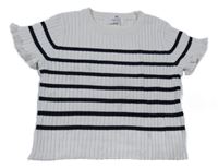 Smetanovo-čierne pruhované rebrované pletené tričko H&M