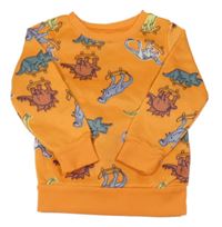 Oranžová mikina s dinosaurami