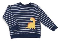Tmavomodro-biela pruhovaná mikina s dinosaurom M&S