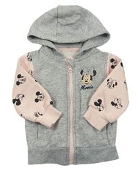 Sivo-svetloružová prepínaci mikina s Minnie a kapucňou Disney