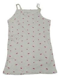 Biely rebrovaný top s růžovými kvítky Primark