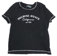 Čierne rebrované crop tričko s nápisom Primark