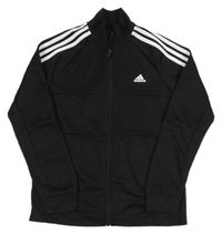 Černá sportovní propínací mikina s pruhy a logem Adidas