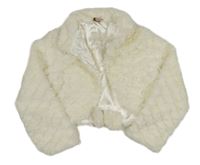 Smetanový kožešinový podšitý crop kabátek