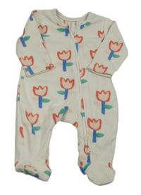 Biely plyšový overal s tulipány George