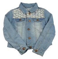 Svetlomodrá crop rifľová bunda s čipkou Denim Co.