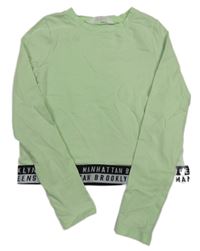 Zelené crop tričko s nápisem v pase H&M