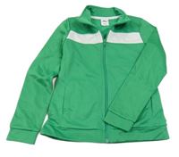 Zelená športová funkčná prepínaci mikina s bielým pruhom Crane