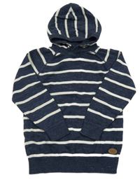 Tmavomodro-biely pruhovaný ľahký sveter s kapucňou H&M