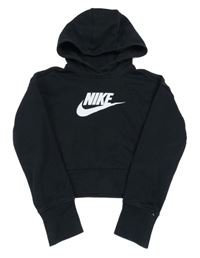 Čierna crop mikina s logom a kapucňou Nike