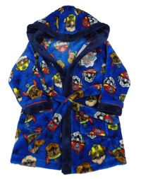 Modro- barevný plyšový župan s Tlapkovou patrolou a kapucí Matalan