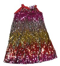 Nové - Růžovo-zlaté flitrové podšité šaty 